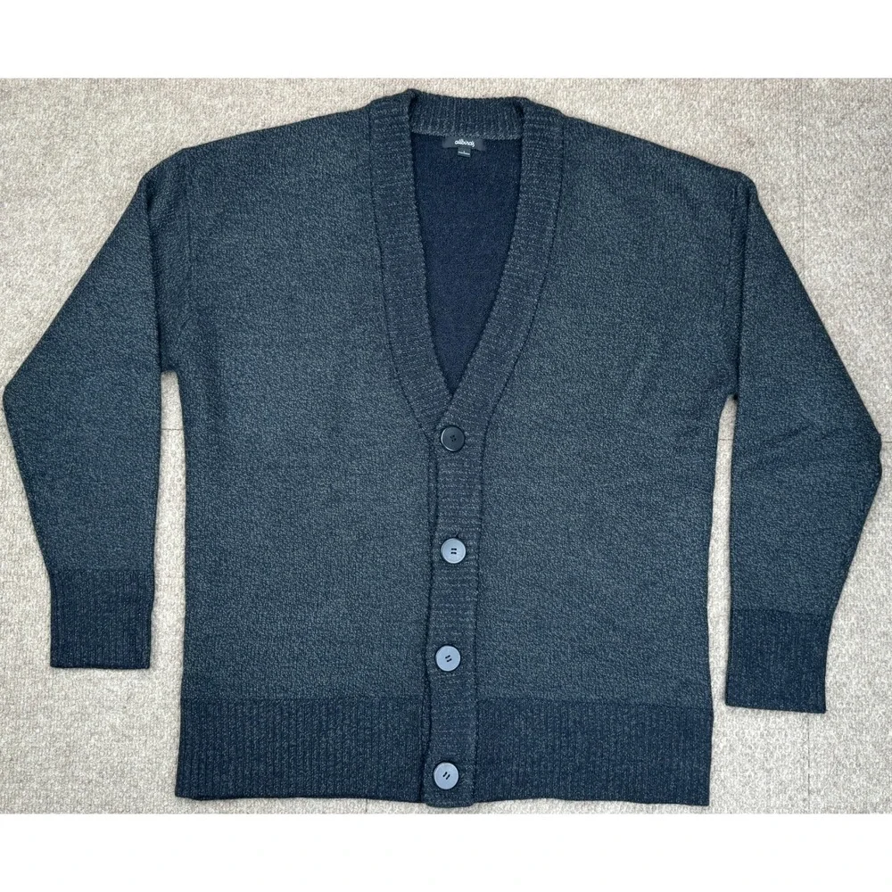 Allbirds Button Up Long Sleeve Men's Black 100% Wool Cardigan Size Large